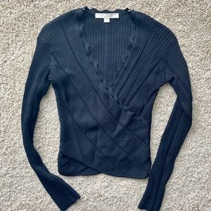 Jonathan Simkhai Scallop Trim Wrap Sweater Top